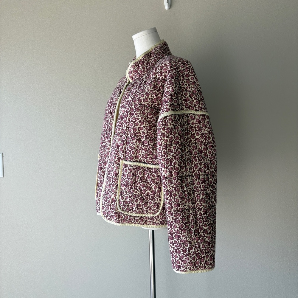 free people maroon floral quilt chloe jacket - Picture 3 of 9